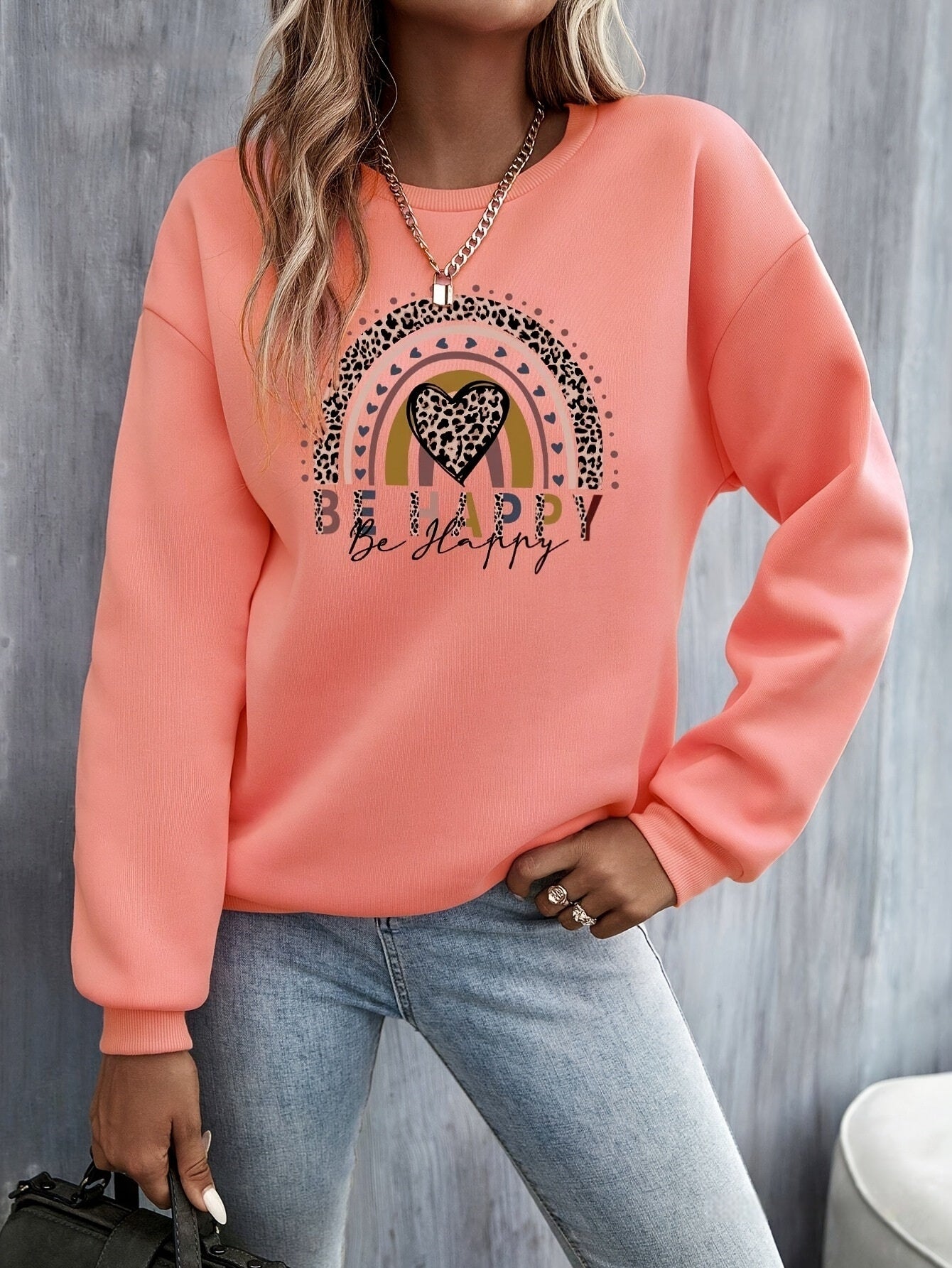 Love Pattern Printed Bottoming Long-sleeved Sweater