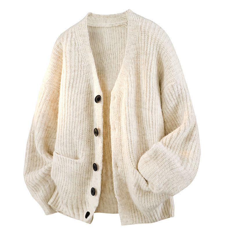 Retro Green Cardigan Sweater Men's Casual Knitted Jacket