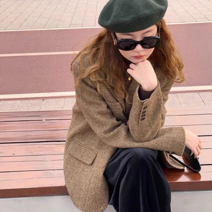 Small Casual Korean Style Retro Woolen Cloth Top