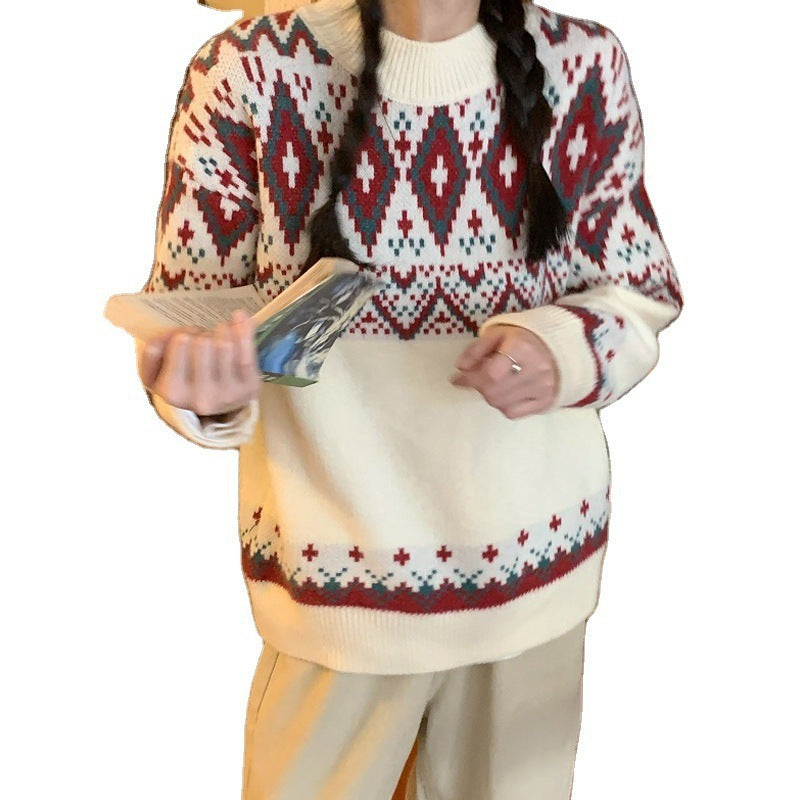 Loose Retro Idle Style Pullover Knitted Top