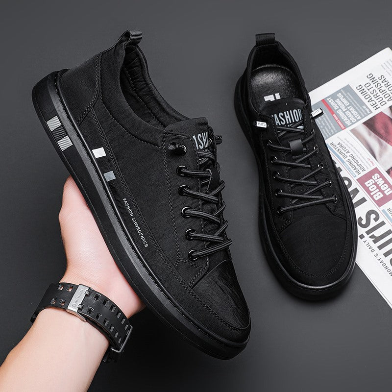 Breathable Ice Silk Cloth Casual Shoes Pure Color Tied Casual And Comfortable Low Top Sneaker