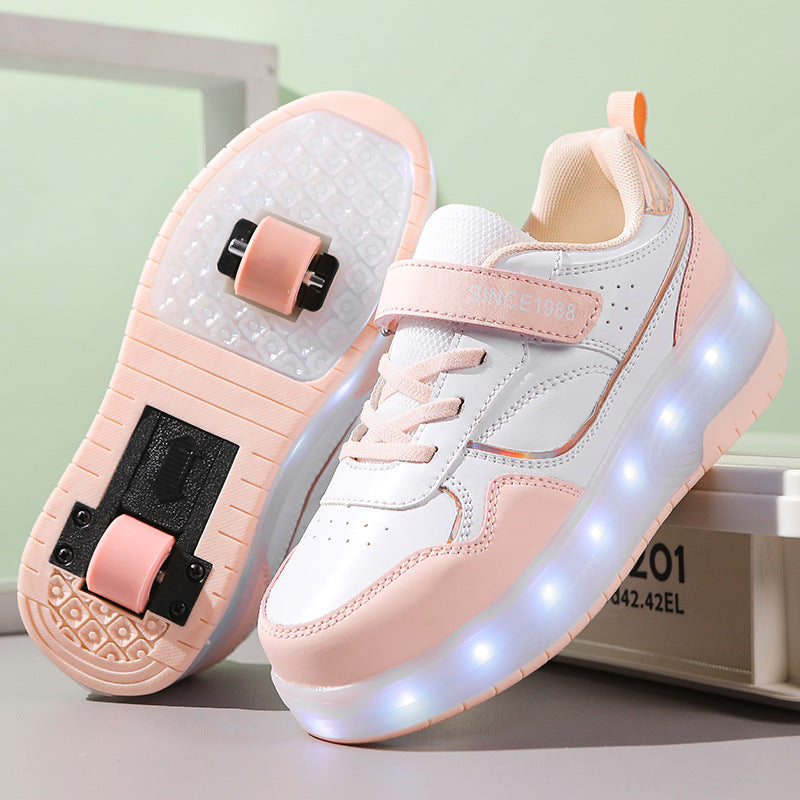 Boys And Girls Charging Flash Rollerskate