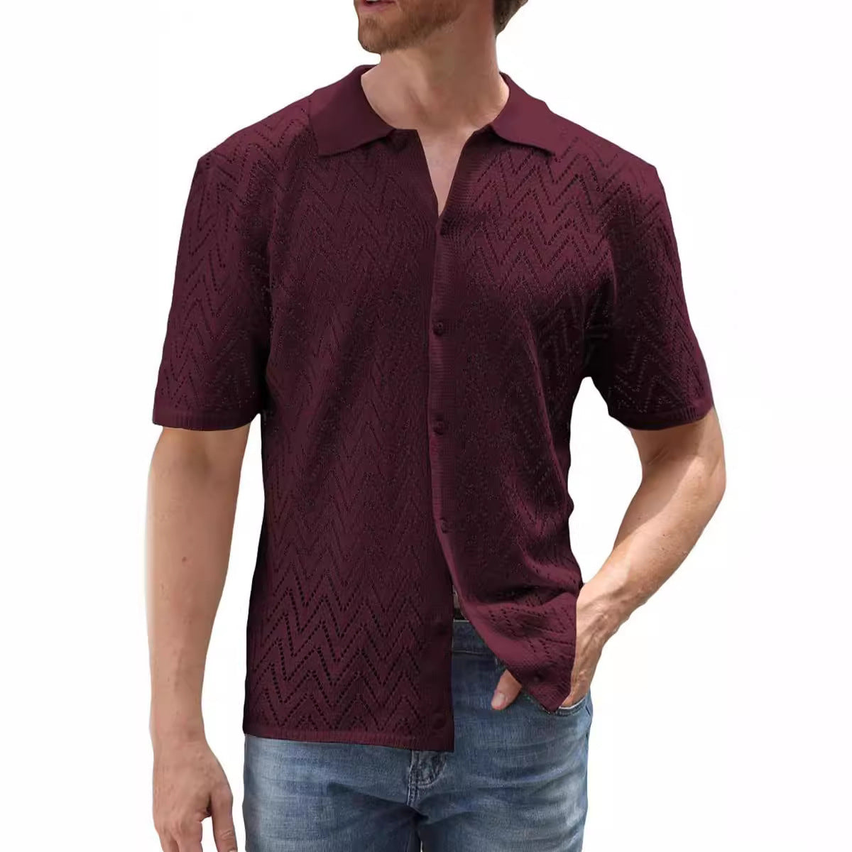 Summer New Men's Hollowed Leisure Shirt