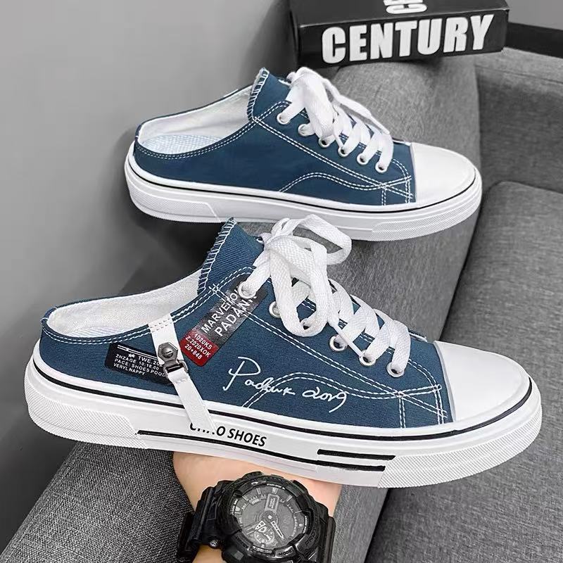 Canvas Men's Breathable Versatile Slip-on Lofter Heel-free Sports Casual Shoes