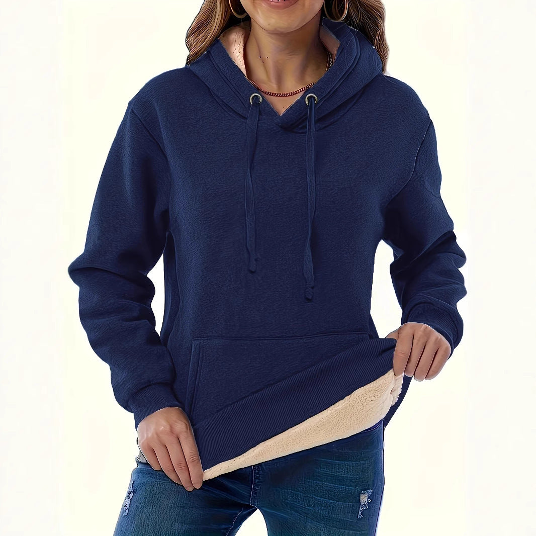 Fashionable All-match Women's Warm Pocket Hooded Sweater
