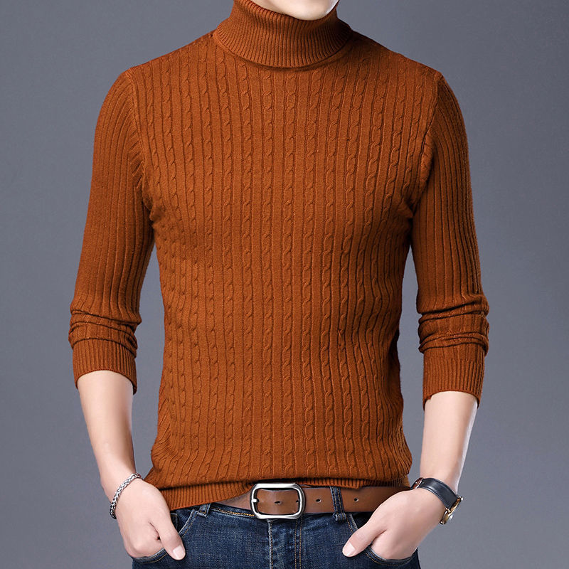 Men's Turtleneck Solid Color Twisted Sweater