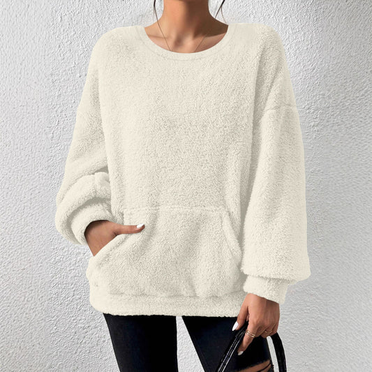 Fashion Solid Color Round Neck Long Sleeve