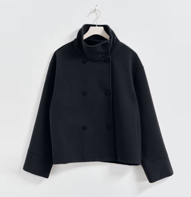 Commuter's All-matching Stand Collar Breasted Woolen Coat