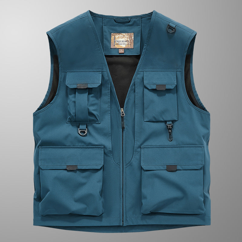 Frock Vest Men's Coat Fishing Multi-pocket Vest