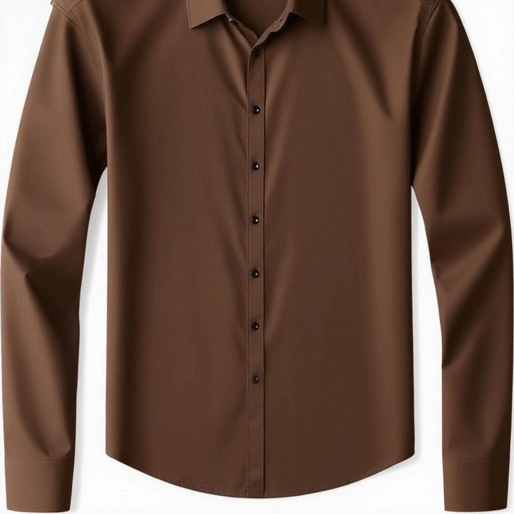 Men's Business Casual Suit Long Sleeve Inner Wear Brown Shirt