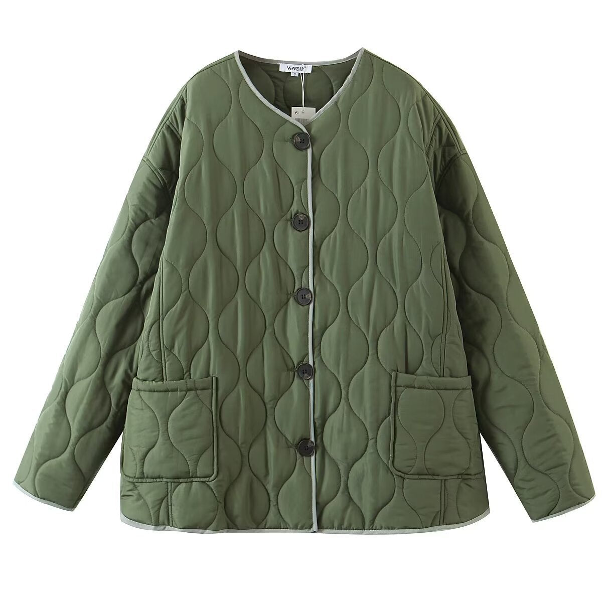 Loose Diamond Lattice Large Board Cotton-padded Jacket