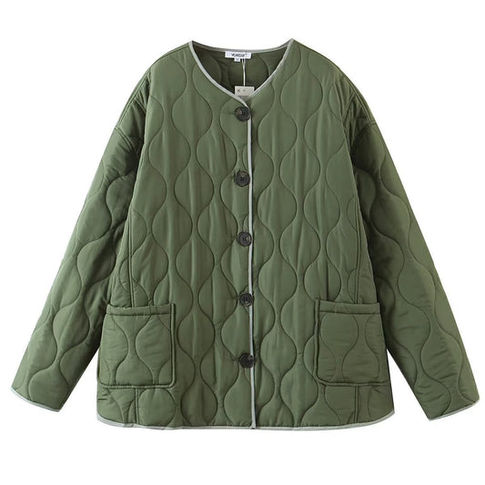 Loose Diamond Lattice Large Board Cotton-padded Jacket