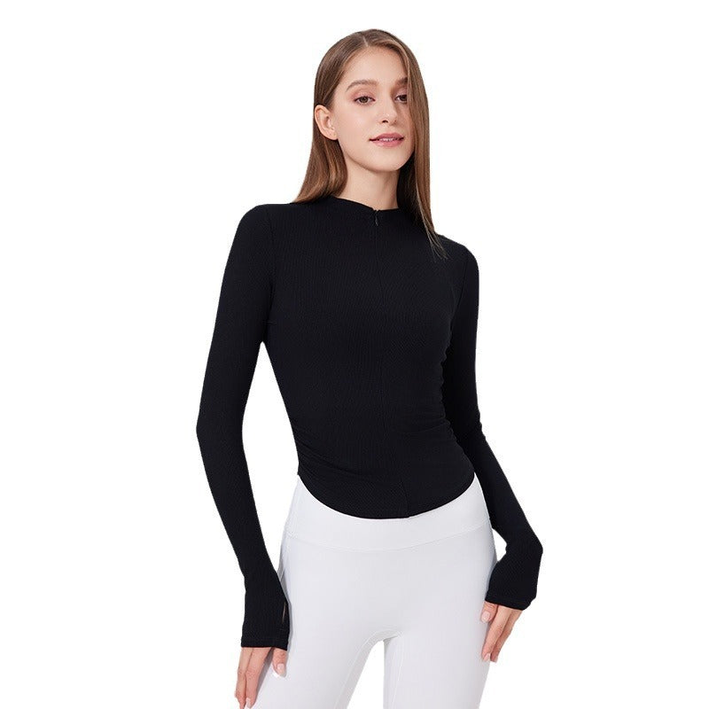 Small Waist Half Zipper Yoga Clothes Women's Workout Clothes Sports Top Pilates Training Wear Long Sleeve Blouse Autumn