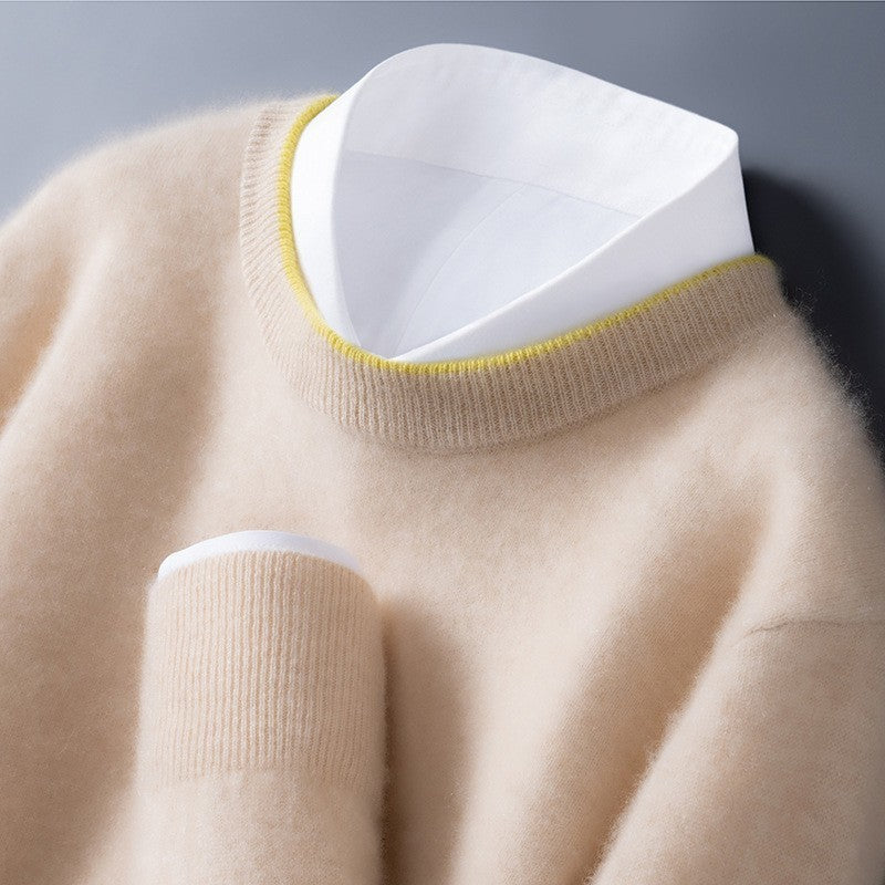 Autumn And Winter Men's Round Neck Multicolor Bottoming Sweater