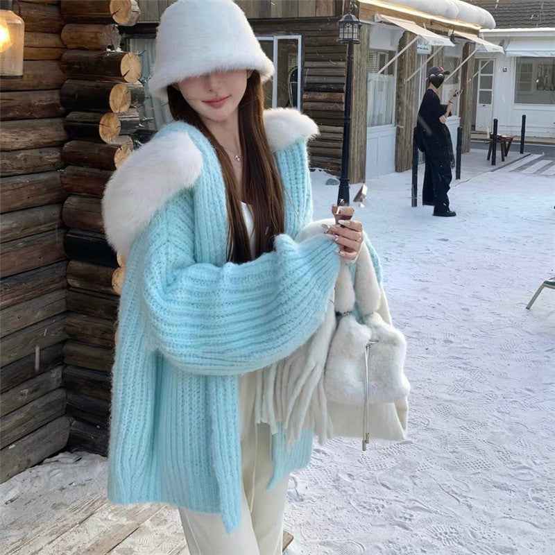 Loose And Warm Knitted Cardigan Thick Coat