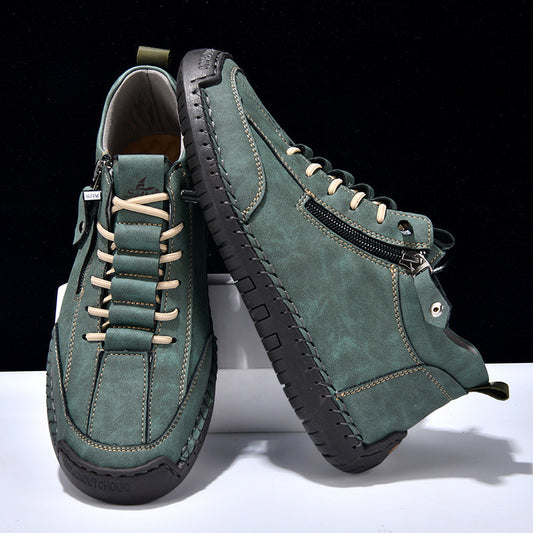 Men's Casual Leather Shoes Retro High Top