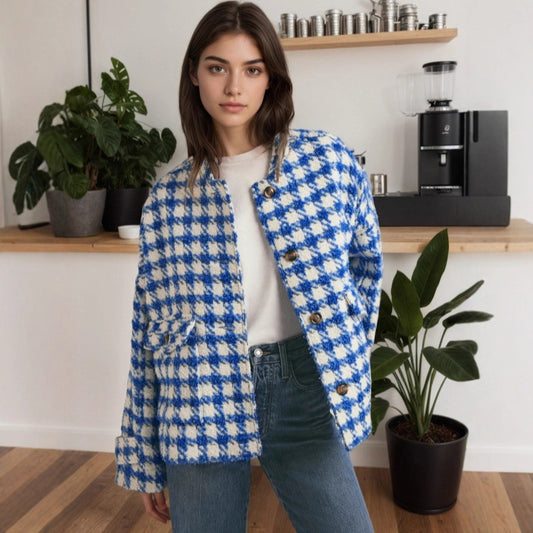 Loose Casual Fashion Plaid Women's Coat