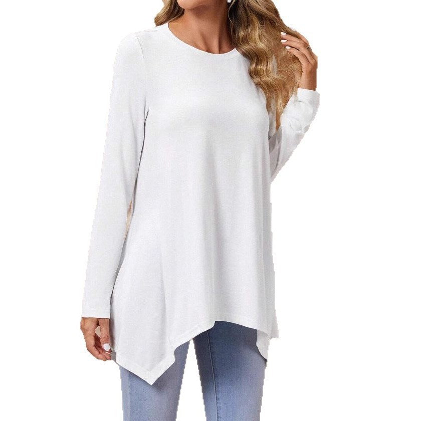 Long Sleeve Irregular Fashion Round Neck Top