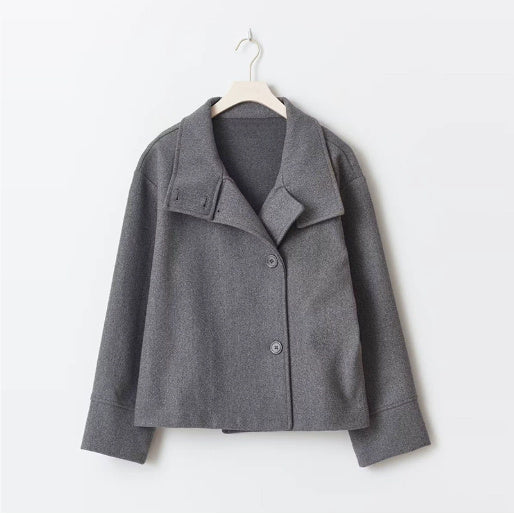 Commuter's All-matching Stand Collar Breasted Woolen Coat