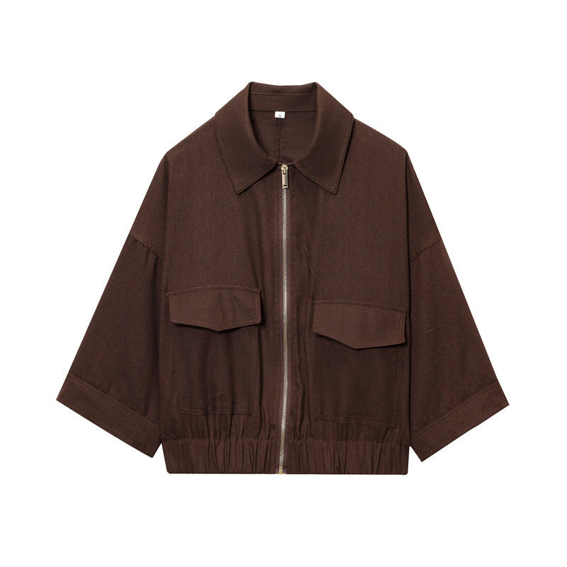 Women's New Ramie Blend Zip Jacket