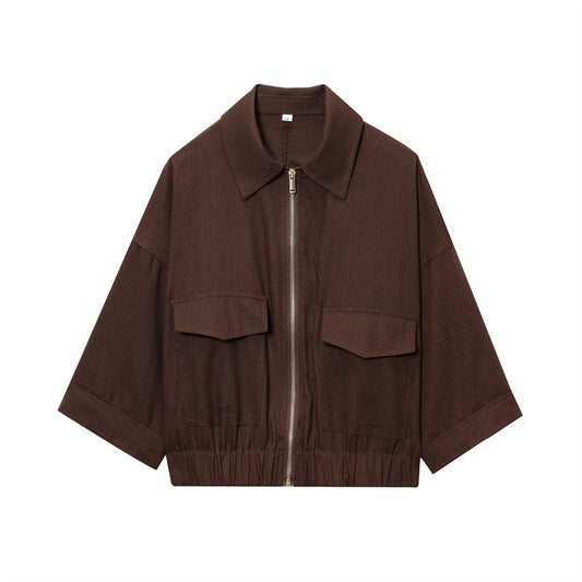 Women's New Ramie Blend Zip Jacket