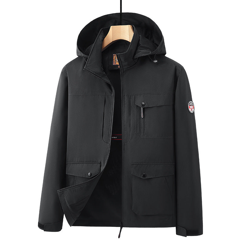 Men's Outdoor New Shell Jacket Plus Size Off Hat Multi-pocket Jacket