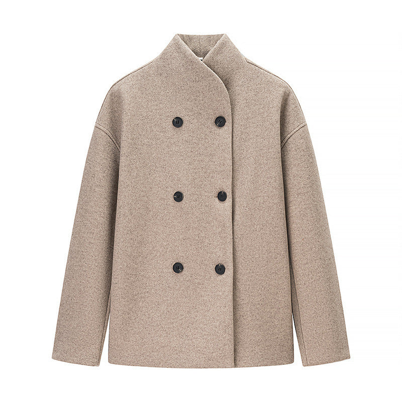 New Women's Clothing Versatile Ins Two-tone Woolen Coat