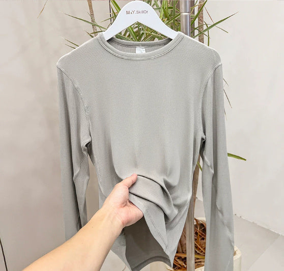 Slim Fit Slimming Round Neck Base Yoga Exercise Top Women