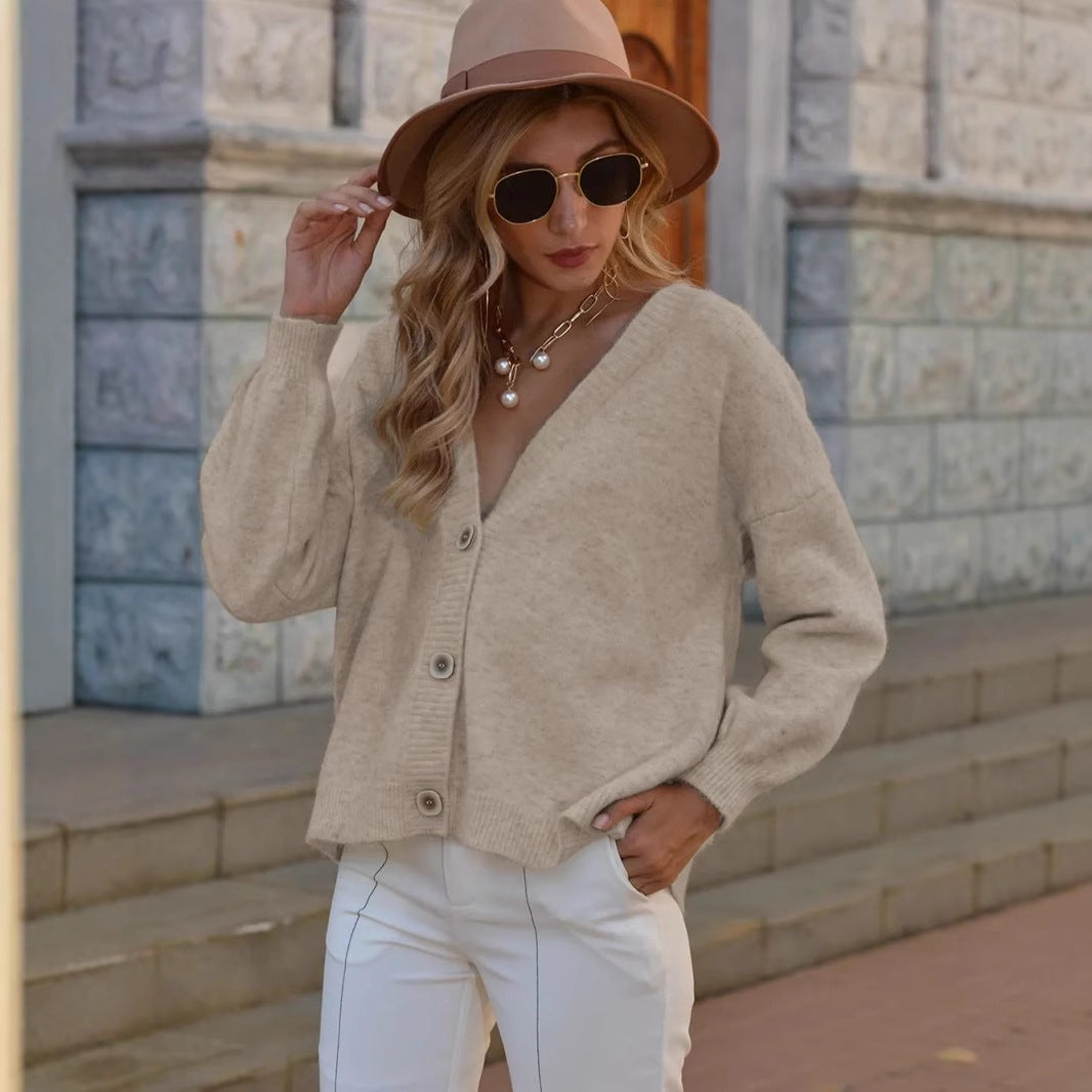 Cardigan Single-breasted Solid Color Coat